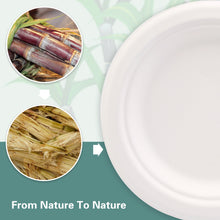 Load image into Gallery viewer, Wuadua [130-Pack] 7 Inch Disposable Sugarcane Paper Plates
