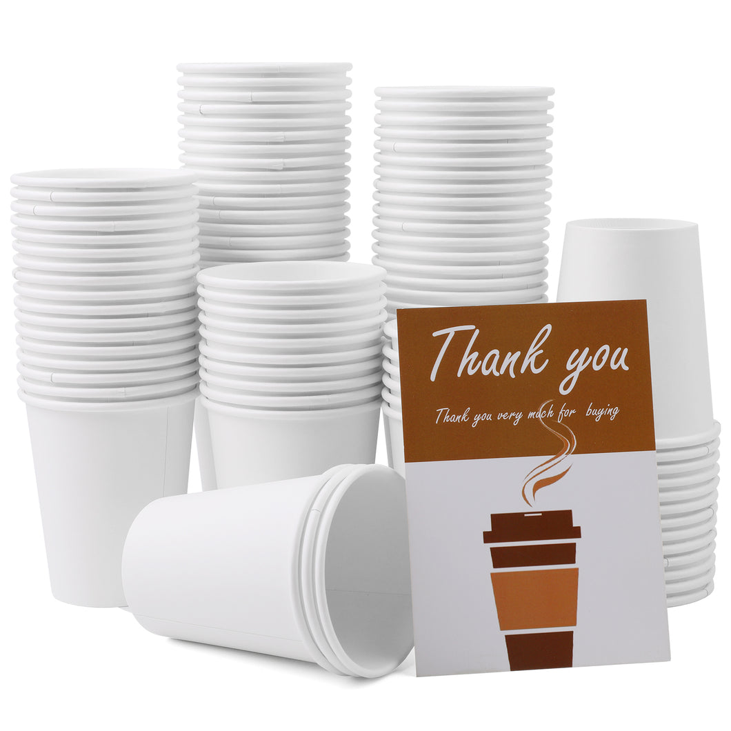 Wuadua 8 Oz Disposable 100 Pack White Paper Hot Cup