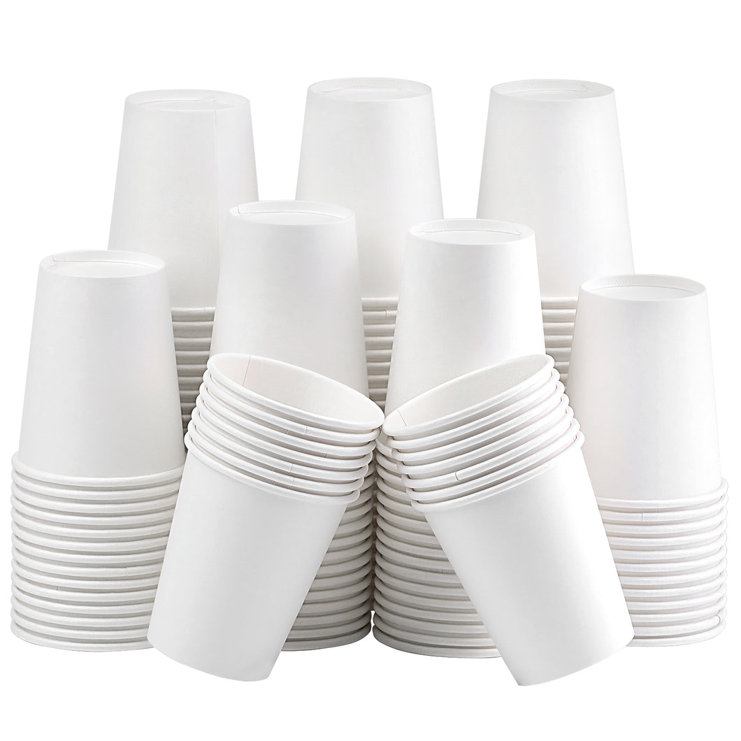 Wuadua White 8 Oz 150 Pack Disposable Paper Coffee Cups