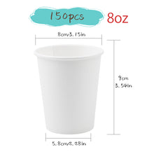 Load image into Gallery viewer, Wuadua White 8 Oz 150 Pack Disposable Paper Coffee Cups

