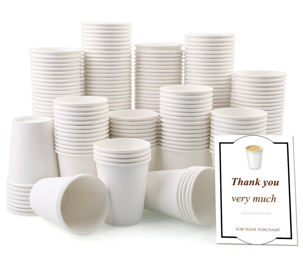 White 8 Oz Wuadua Paper Cups 200 Pack Disposable Coffee Cups