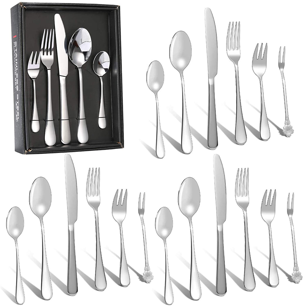 24Pcs Stainless Steel Flatware Set Color Silver